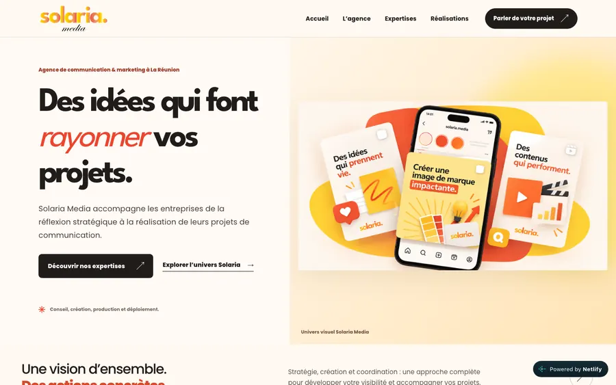 Page d’accueil du site Solaria Média, sur ordinateur